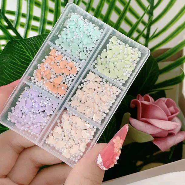 

Color Changing Five-petaled Flower Design Nails Decorations Charms Rhinestone Mixed Size 600 Pcs Nail Art 3d Rhinestone, 2 colors