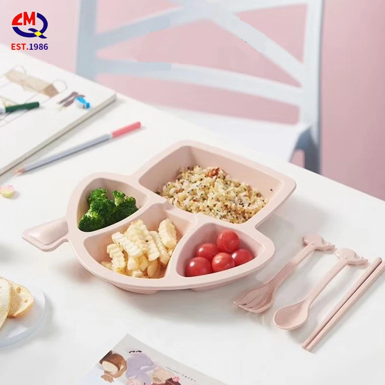 

Wholesale Biodegradable Eco Friendly Luxury Wheat Straw Fiber Healthy Plastic Tableware Children Tableware Set