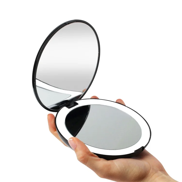 

Personalised LED compact makeup mirror portable lighted bag mirror small size