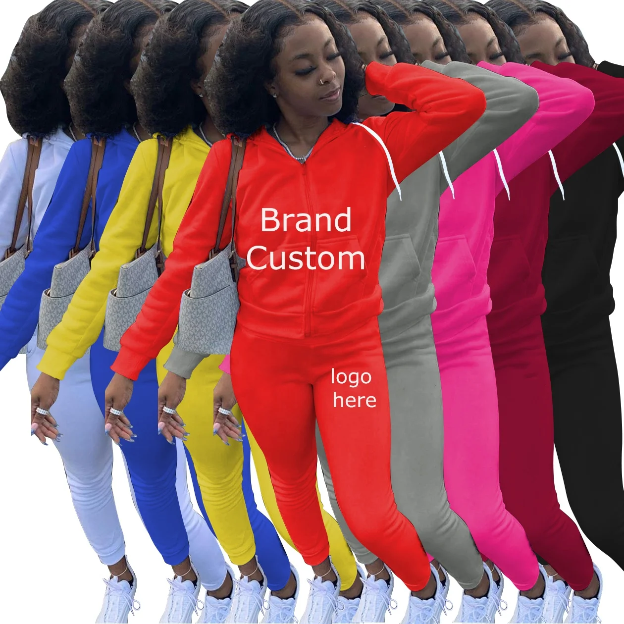 

vendor logo New spring Sports Tracksuit Set Women's Hoodies Zipper Tops Warm Jogging Suit Wholesale Joggers Women Two Piece Set