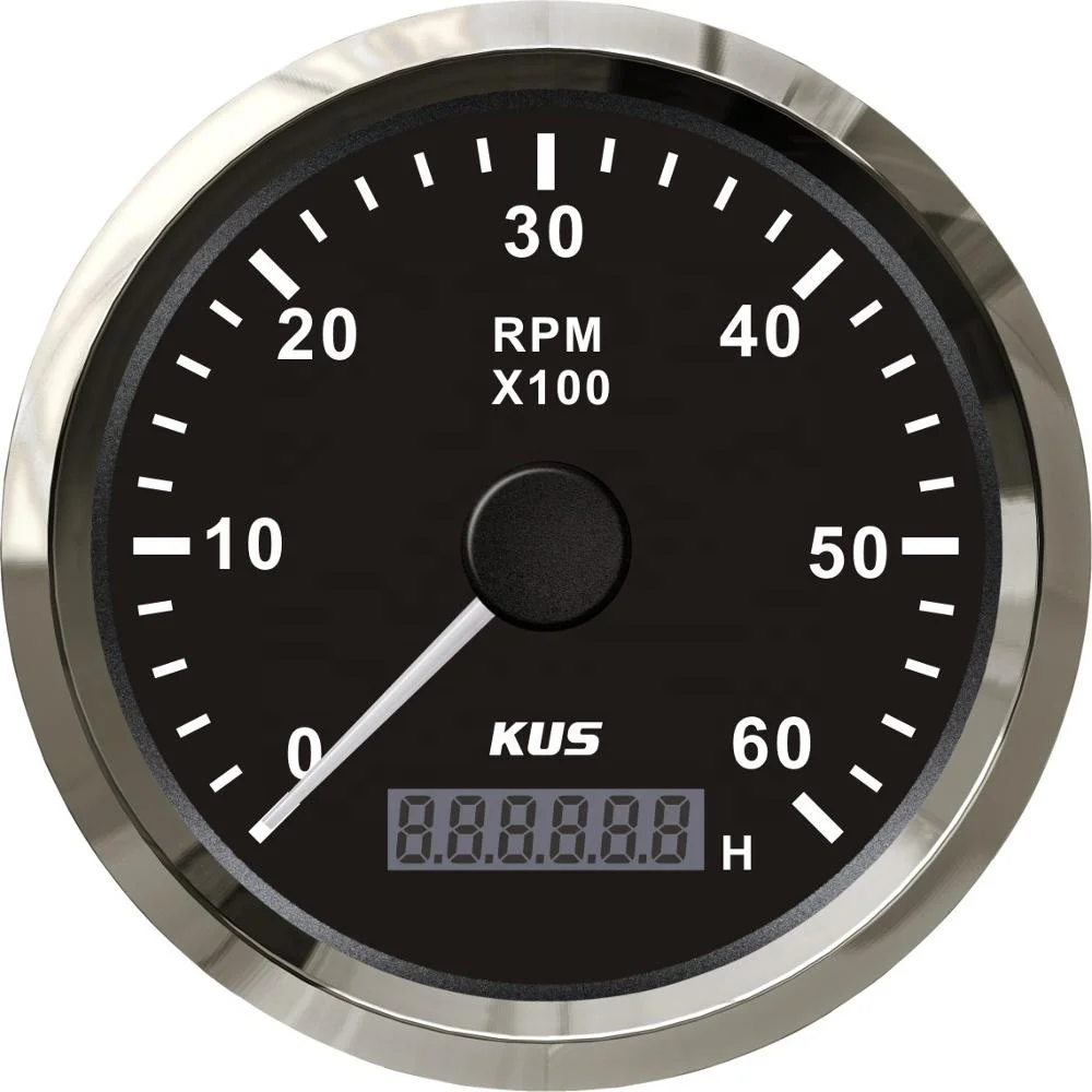 

KUS 85mm EngineTachometer 0-6000RPM Motorcycle Tachometer With Digital Hourmeter, Black