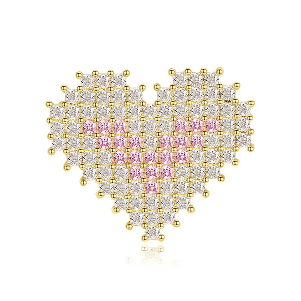 

LUOTEEMI Zirconia Brooch Pink and Yellow CZ Women China Wholesale Brooches Pins Jewelry