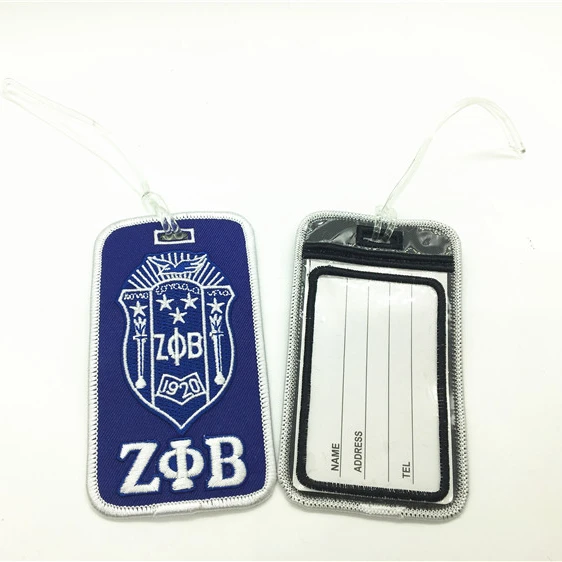 

Free Shipping Zeta Phi Beta Embroidery Woven Travel Blue Luggage Labels Tags
