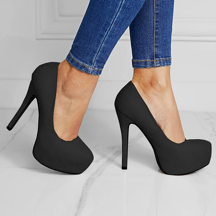 

New Products Arrive, Women's Four Seasons Fashion High Heels, Waterproof Platform Thin High Heels, Black, pink