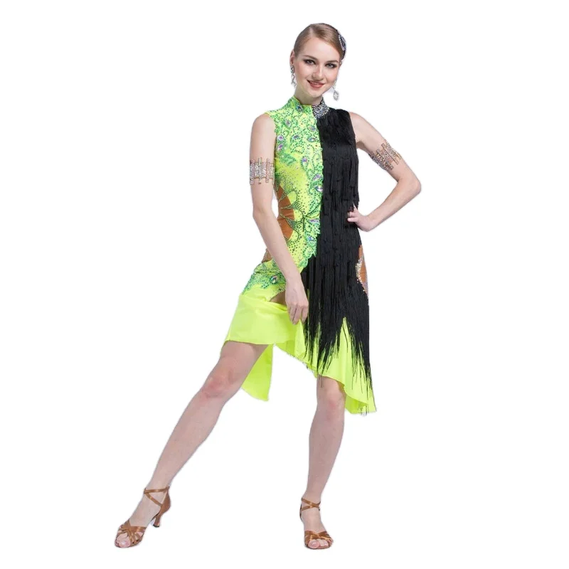 

L-17232 New tassel Latin performance clothing adult female costumes dance split dress, custom latin dance dress for sale, Customer choice