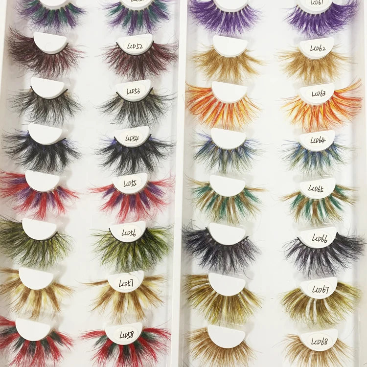 

New Arrival Full Strip Color Volume Lashes 3D Real Mink Fur Color Eyelashes