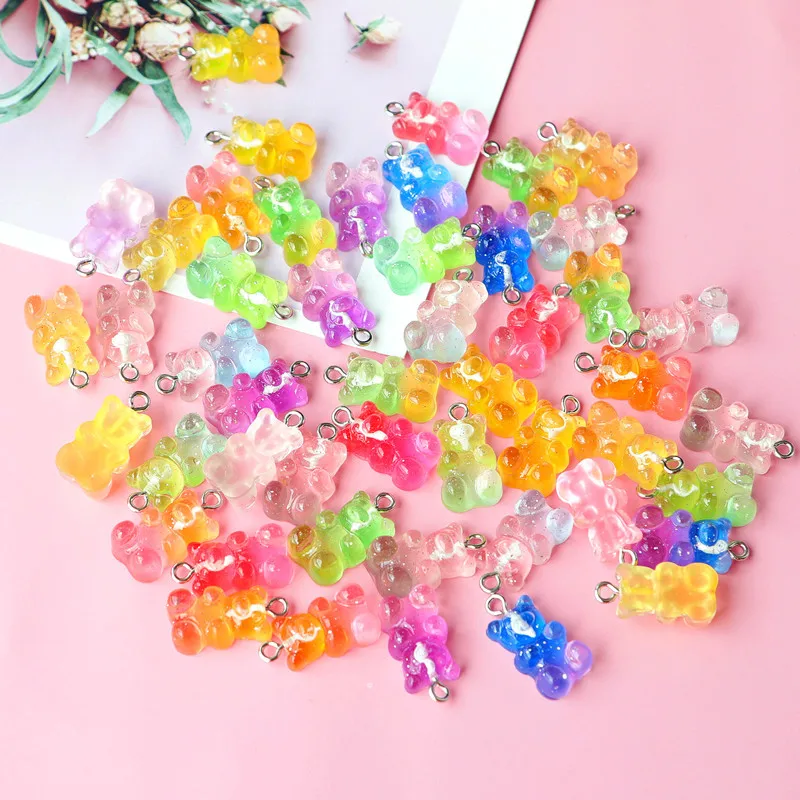 

Mix Colors Cute Resin Bear DIY Patch Findings Gummy Earrings Keychain Necklace Pendant Jewelry Decor Accessories, Photo