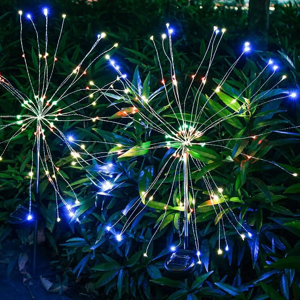 Solar Garden Lights Firework Outdoor Multi-Color Changing Led Stake Lights For Garden Patio Yard Decoration