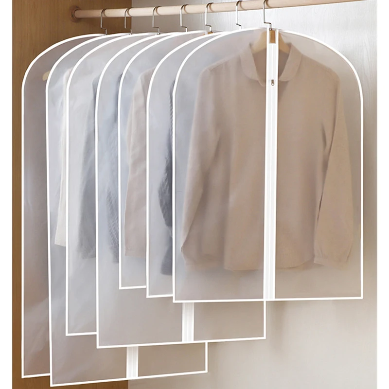 

Cheap Transparent Hanging Clothes Dust Cover Translucent PEVA Dustproof Garment Bag Suit Cover