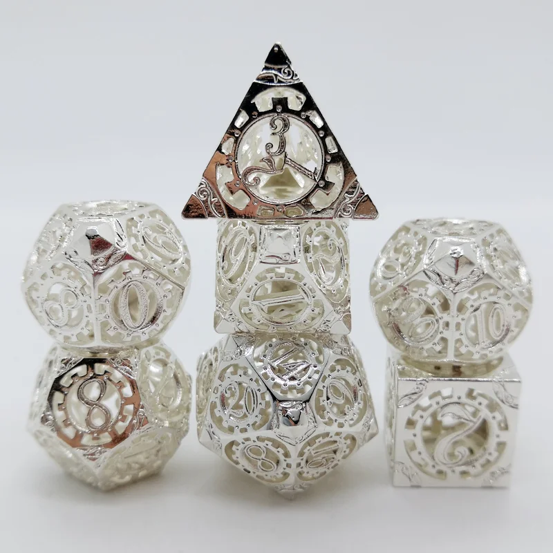 

Professional custom dungeon and dragon polygon hollow metal dice subset