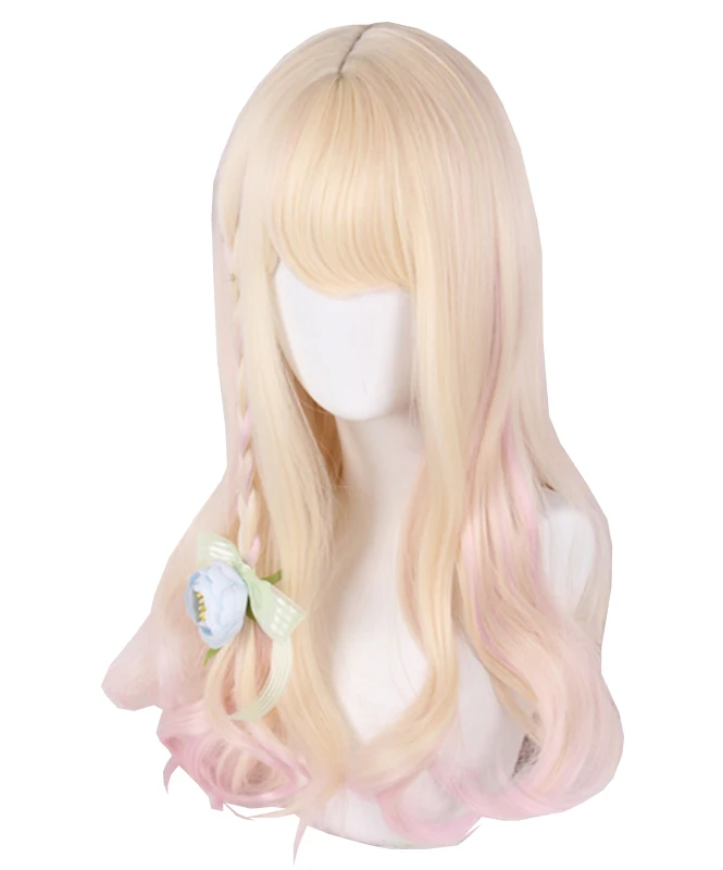 

Yellow Thin Plum Gradient Long Wavy Synthetic Hair Wigs Technique Cosplay Party Women Beauty Princess Japanese Wig, Pic showed