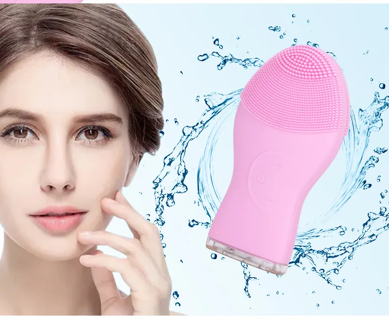 

2021 Rechargeable Beauty Cleaning Remove Acne Wave Face Wash Vibrating Sonic Silicone Facial Cleansing Brush