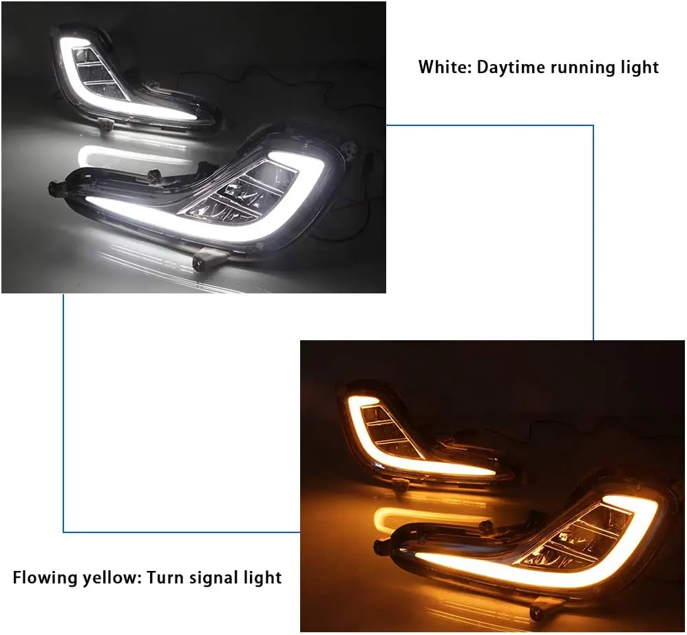 

LED High Brightness Daytime Running Light DRL fit for Hyundai Accent 2012 2013 Turn Signal Fog Lamp Modified Accessory Two Color