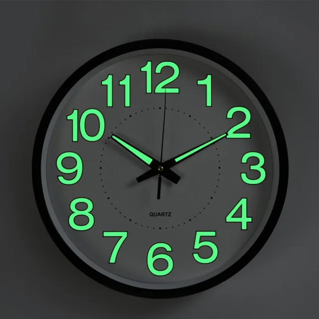 

2022 fluorescence night light wooden luminous 12 inch 30cm customized night light luminous wall clock