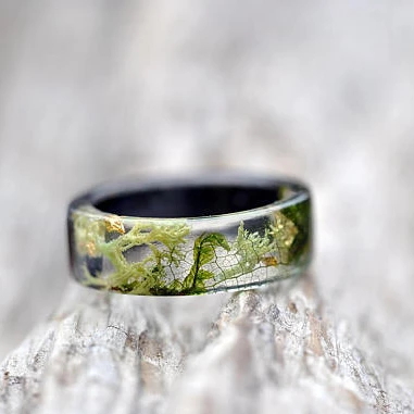 

2021 Sailing Jewelry Plant Acrylic Ring Wooden Acrylic Plant Ring DIY Plant Resin Ring