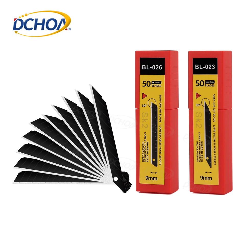 

DCHOA 9MM Snap Off Utility Knife Replacement Blades Multi-Purpose Sharp Precision Box Cutter Blade for Universal Cutting Knives