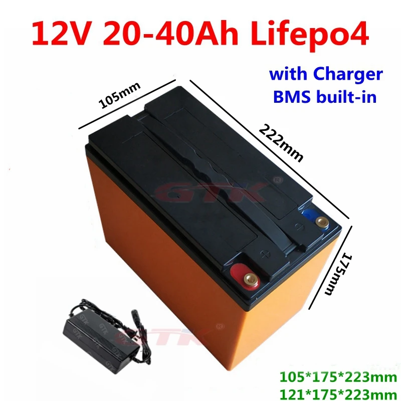 

Portable 12V 20Ah 25Ah 30Ah 35ah 40Ah Lifepo4 lithium battery with BMS 4S 12V battery for backup power bank solar panel UPS