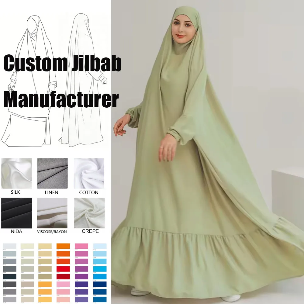 Jilbab One Piece Islamic Clothing Prayer Dress Robe Muslim Women Jilbab Abaya