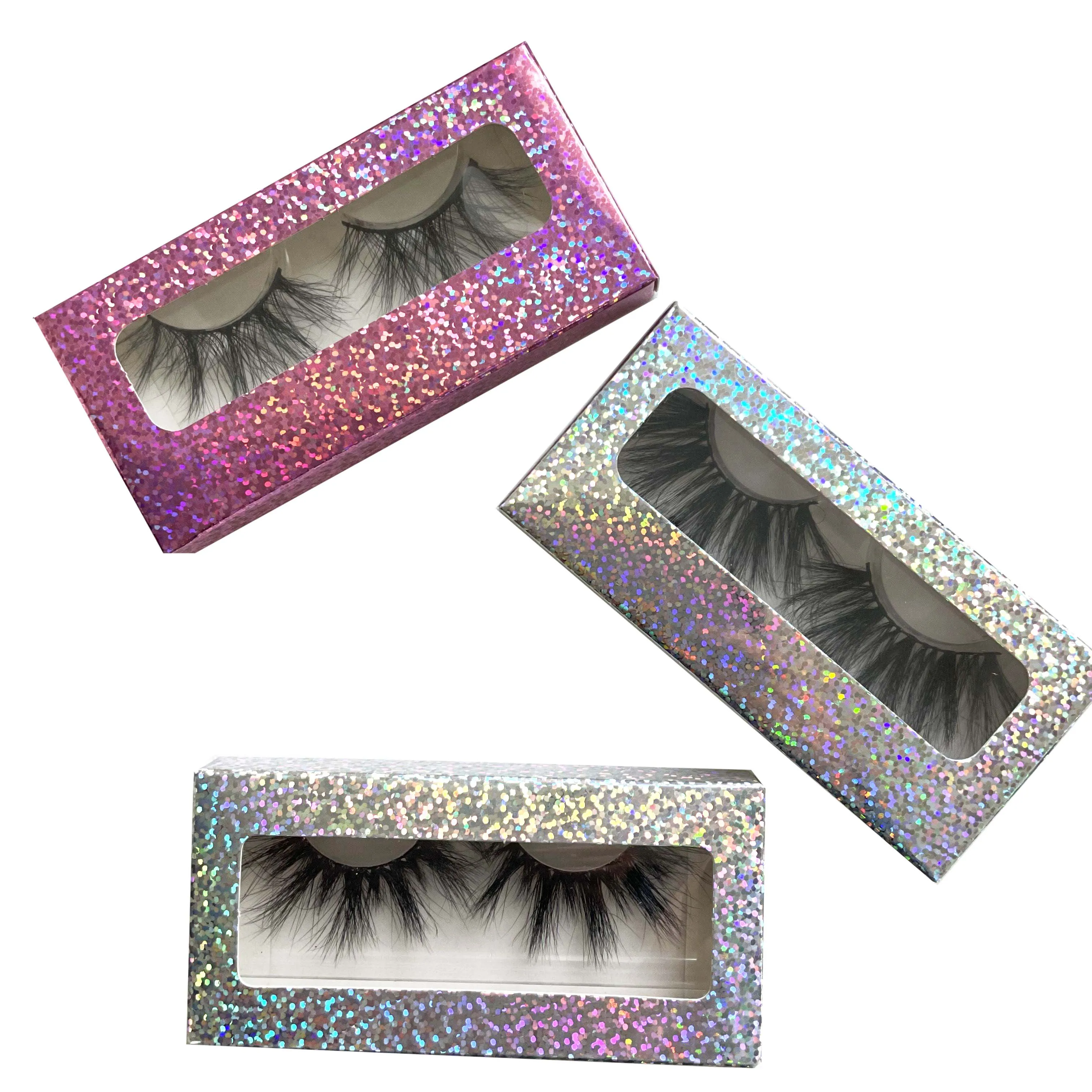 

Wholesale Make Own Brand Private Label Faux Mink 25mm Eyelashes Vendor Fake Lashes 3D Real Mink Eyelashes, Black