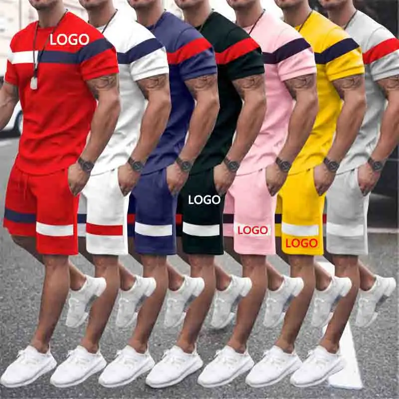 

Custom Summer Sets Blank Logo Two Piece Tracksuit And Clothes Short Sets For Men, As picture