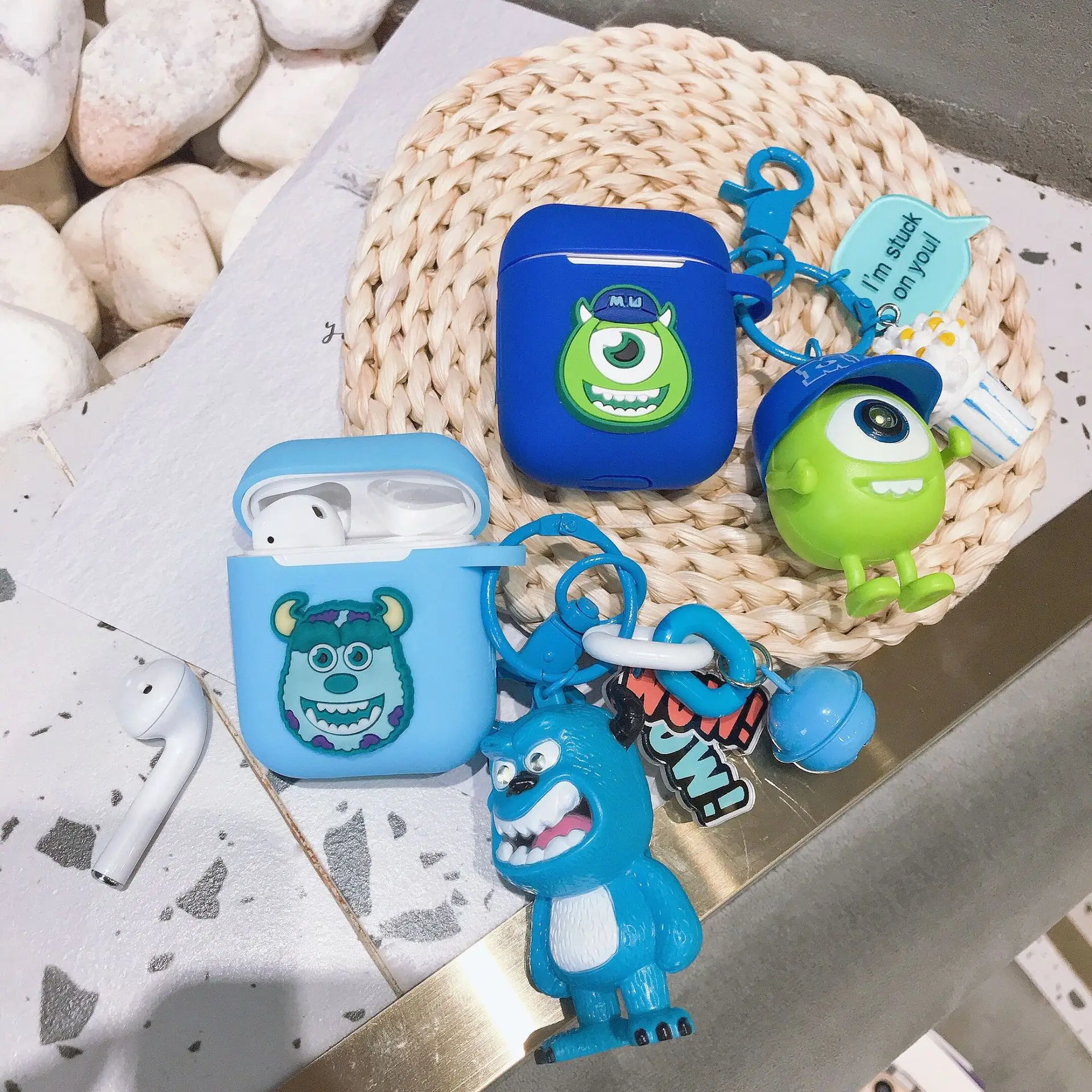 

Earphone Case For Airpods Pro 1 2 Free Shipping Monster Inc Cute Luminous Doll Keychain, Green