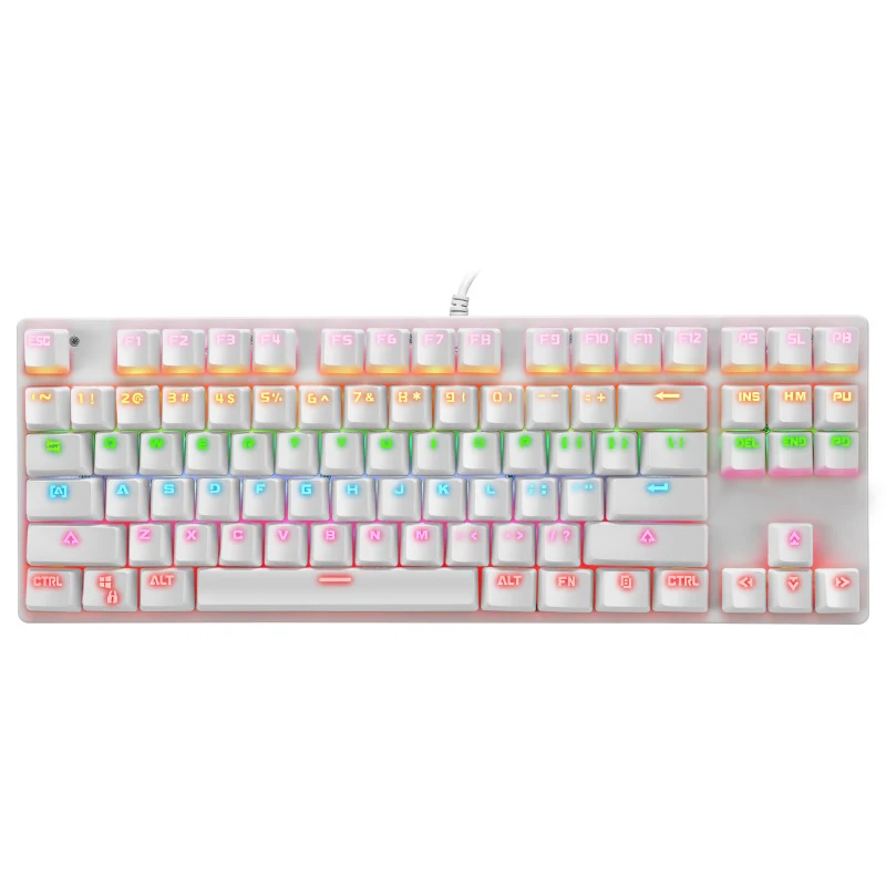 

Four Colors White Lighting LED Glowing 78 Keys Mechanical Metal Gaming Computer Keyboard for Laptop Desktop PC, Black/white/pink/blue