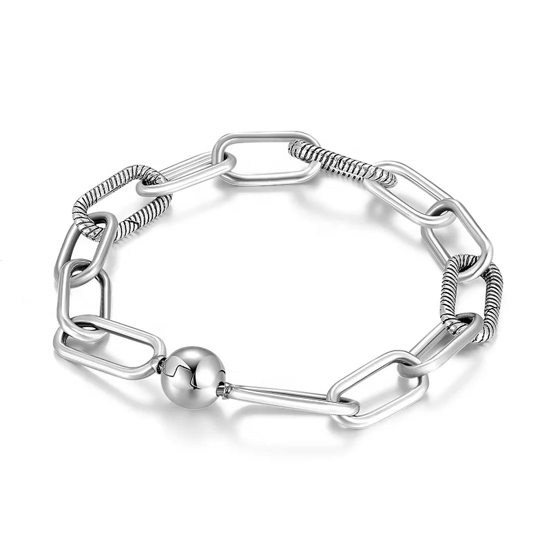 

Real 925 Sterling Silver Round Connection Chain Bracelet Authentic for Women Luxury Jewelry Personalized Ring Bracelets fashion