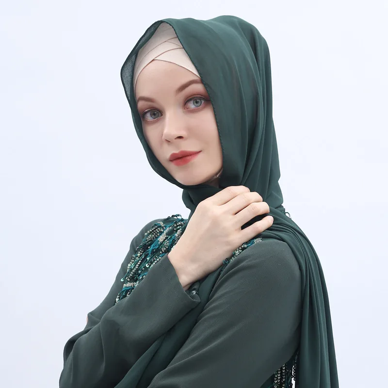 

New Malaysia Solid Color Custom Muslim Inner Hijab Khimar Jilbab Fashion Accessories Women Hijab, As shown