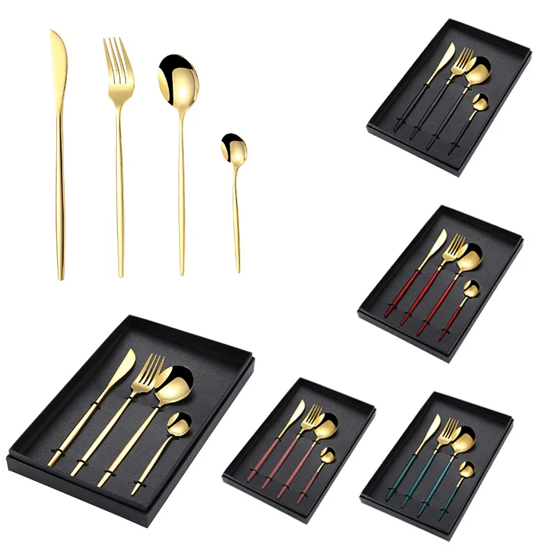 

Spoon Fork Set Stainless Steel Cutlery Silver And Gold Cutlery Set Mirrors Gold Set, Silver/rose gold/gold/colorful/black/gold+color handle