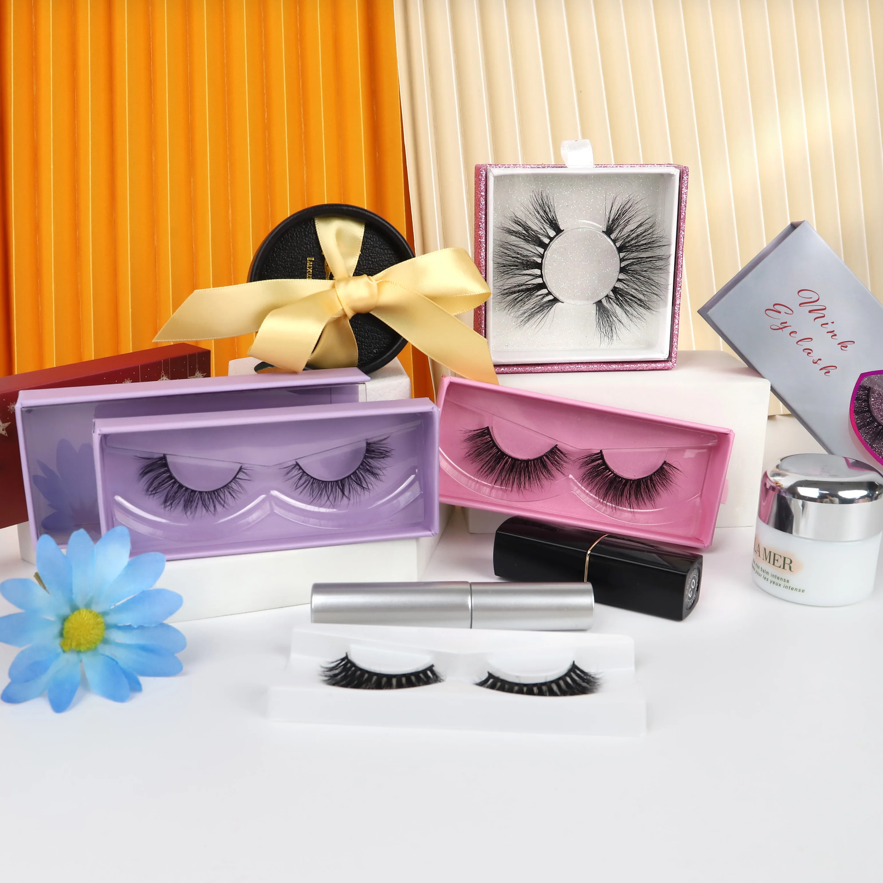 

Promote USD0.48 per set vegan cruelty free hot selling faux mink Eyelash with stock packaging boxes