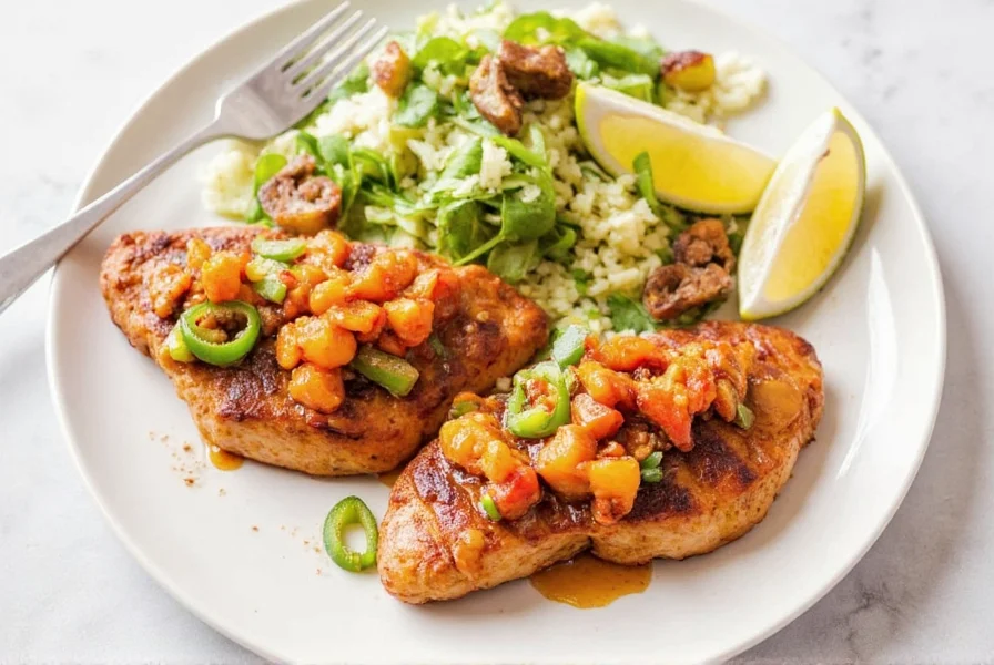 Chipotle chicken breast with lime wedges