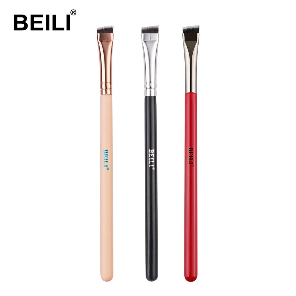

BEILI Professional single Black Eyebrow Make up Brush Vegan Synthetic Hair Wood Wholesale Private Label Customize makeup brushes, Black red pink