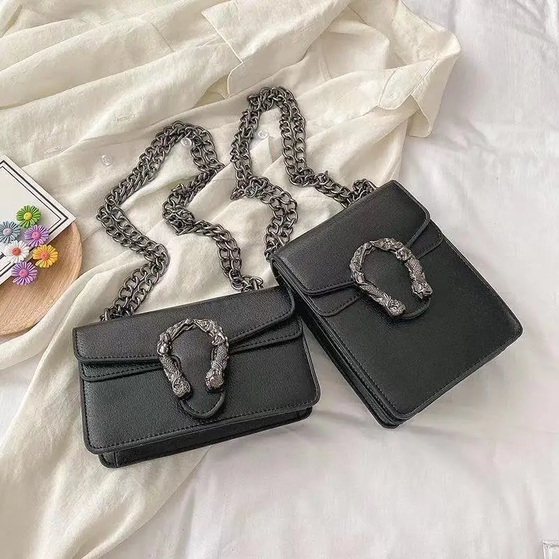 

2021 Women Ladies leather small hand bags vintage metal chain cross body Handbag Purse PU Shoulder Crossbody handbags, White, red, black