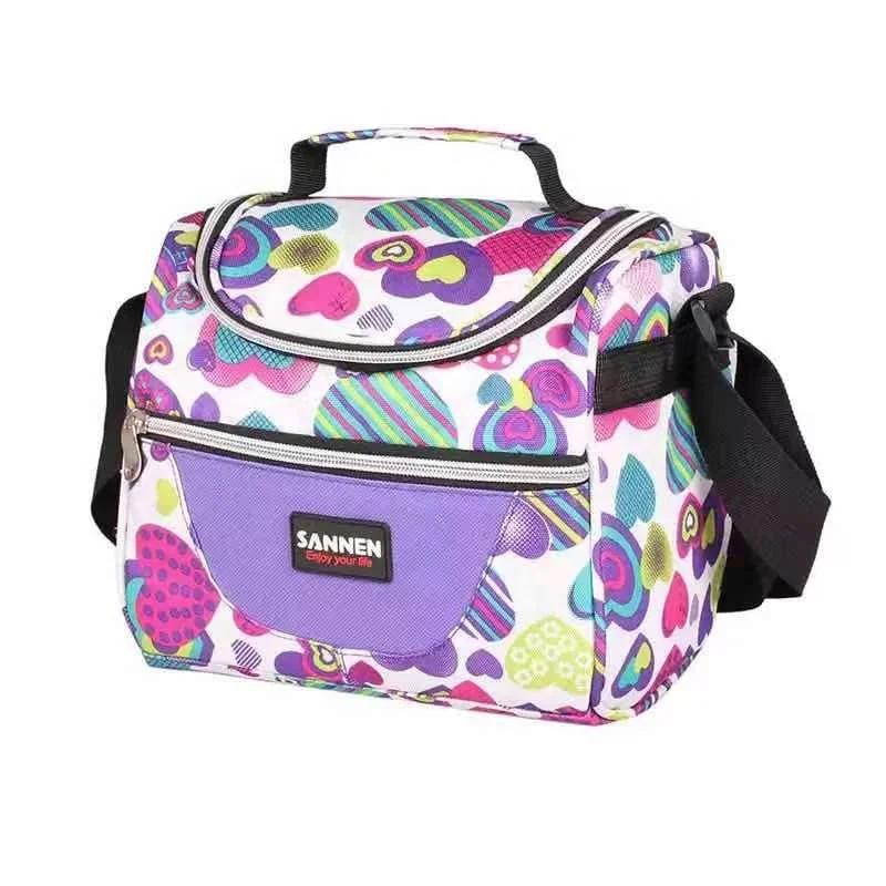 

New Oxford Double Layer Cooler Lunch Bag Printed Insulated Thermal Food Picnic Handbag Portable Shoulder Messenger Lunch Box