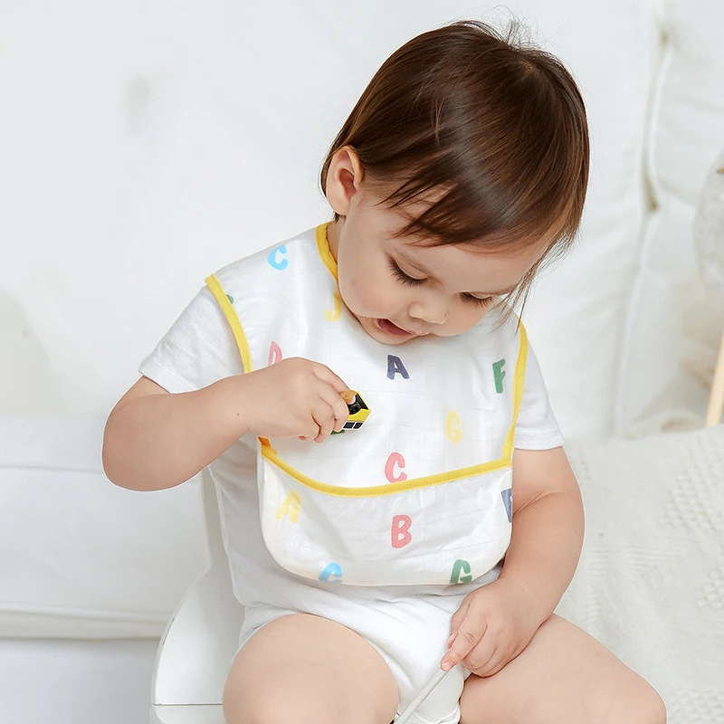 

Cute Printed Baby Teething Organic Cotton waterproof Baby Feeding Bib