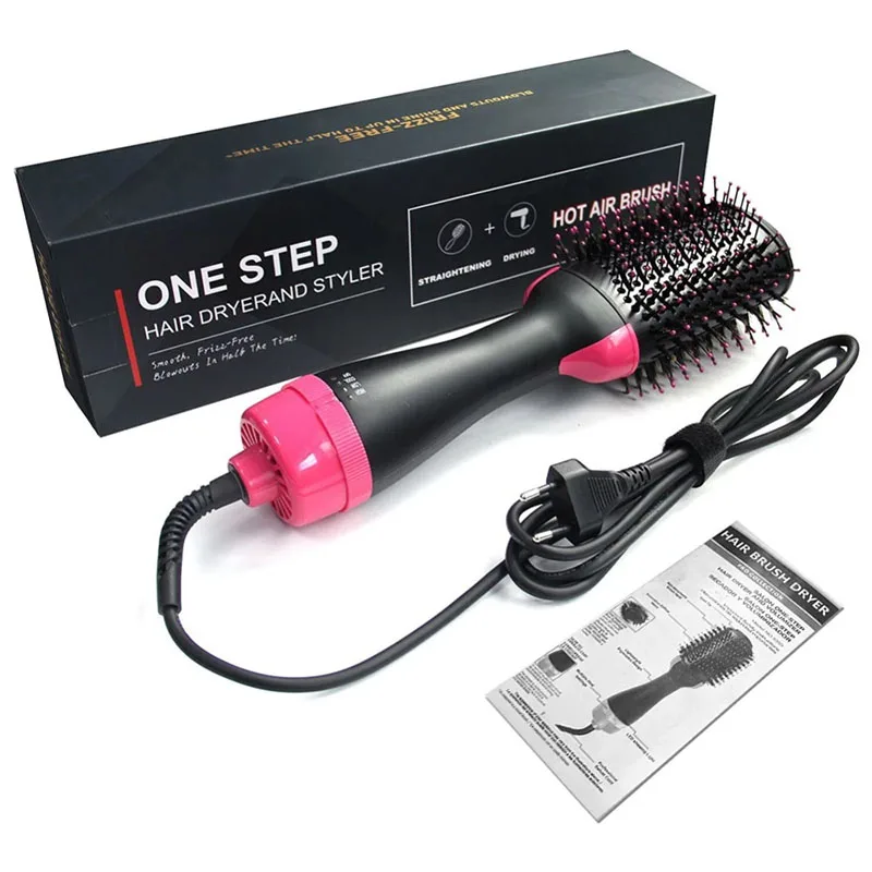 

low price High quality Private Label Flat Irons Trending Products One Step Hair Dryer and Styler Upgraded Hot Air Brush, Pink/blue/green