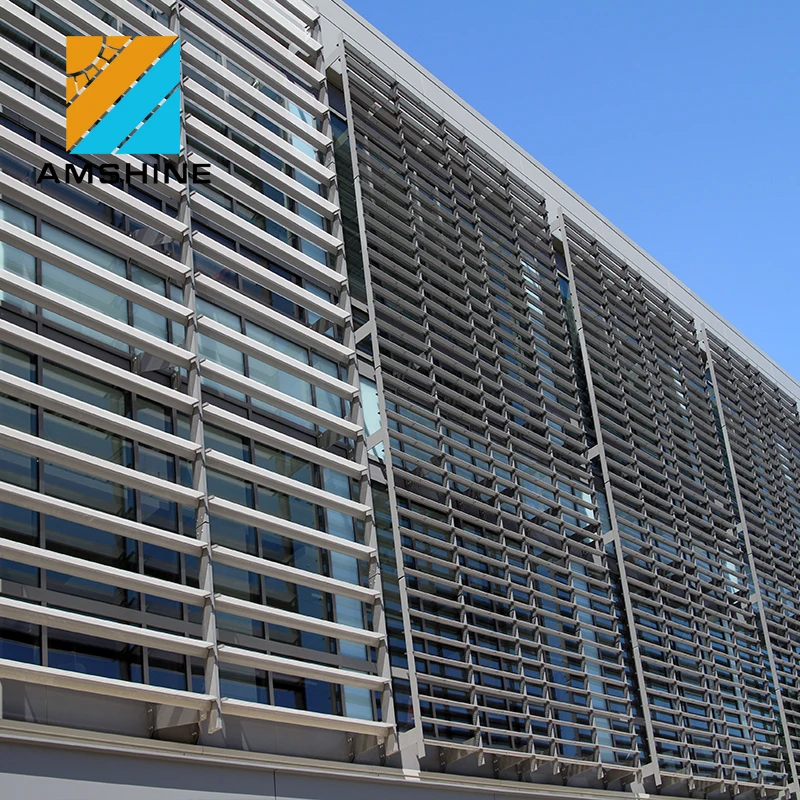 
Motorized adjustable blade metal outdoor sliding aluminium louvre shutters 