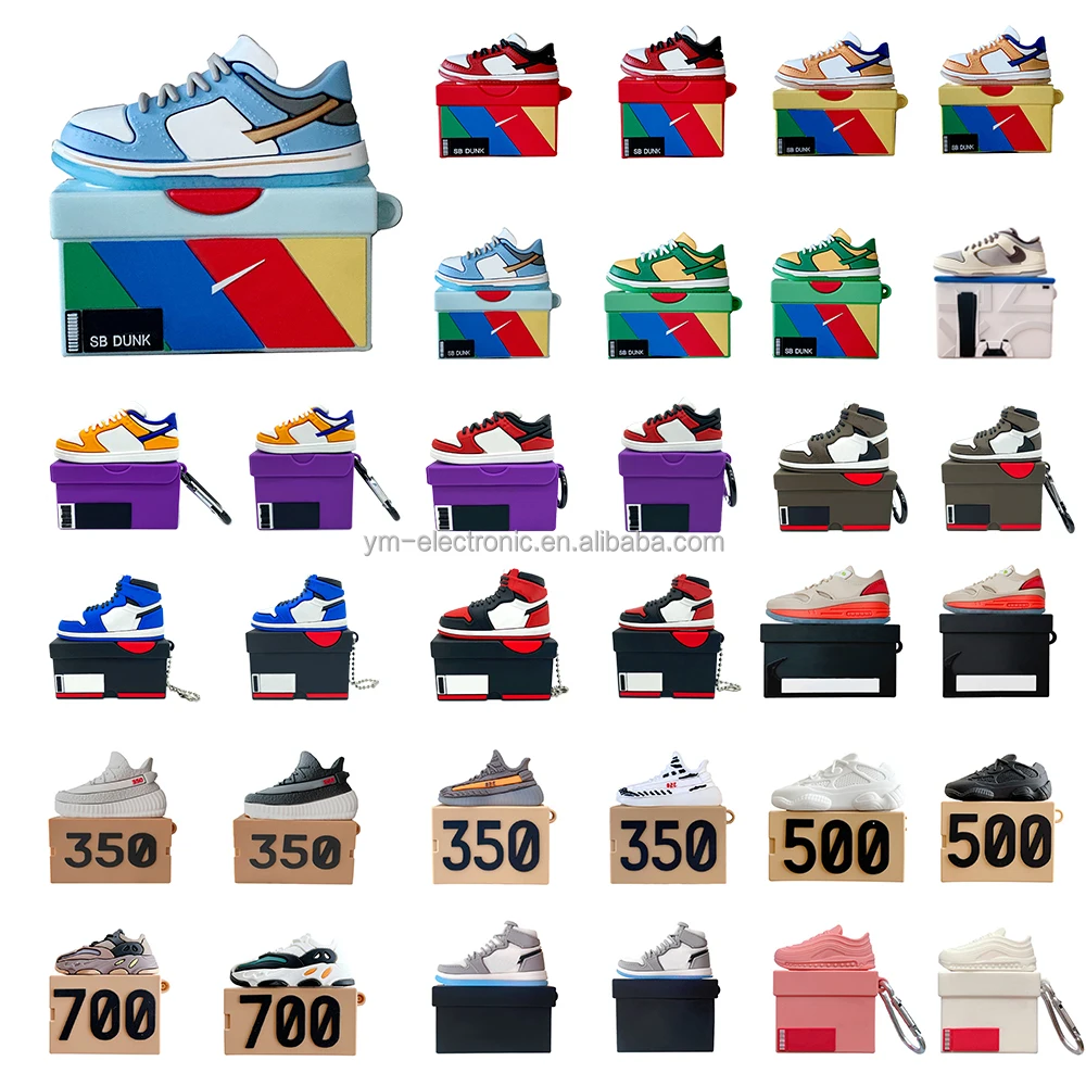 

2021 2020 Fashion silicone shoe box AJ style for airpod case For airpods pro case For airpods case 2 3 pro, Multi colors