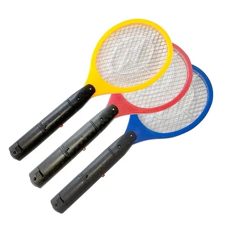 

Factory wholesale foreign trade hot sale battery style electric mosquito swatter three-layer mesh cheap flies swatter, Red, blue, yellow