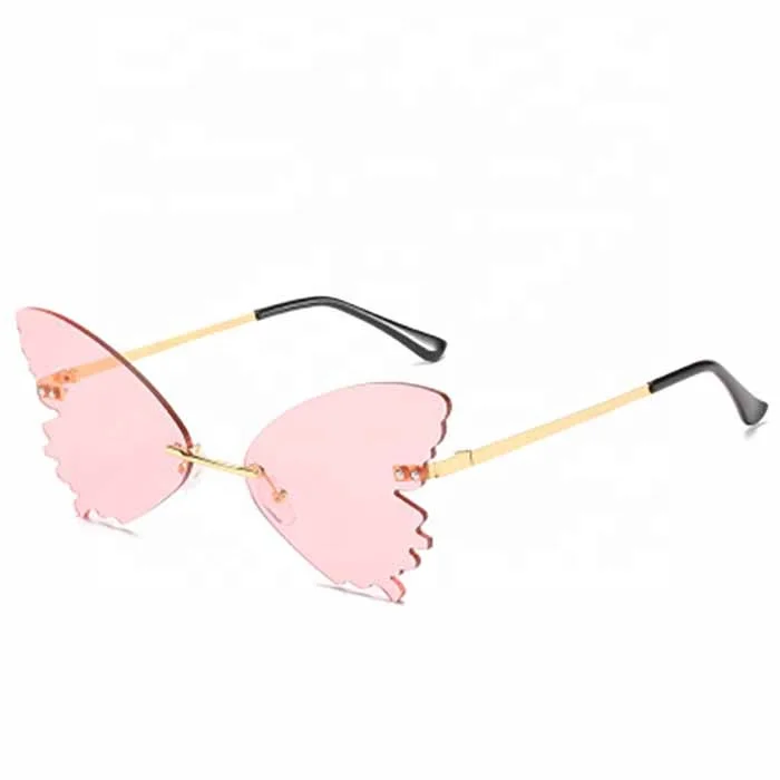 

2020 Trendy Butterfly Sun glasses Women Rhinestone Butterfly Shaped Rimless Eyeglasses Sunglasses Gafas De Sol, Customized color