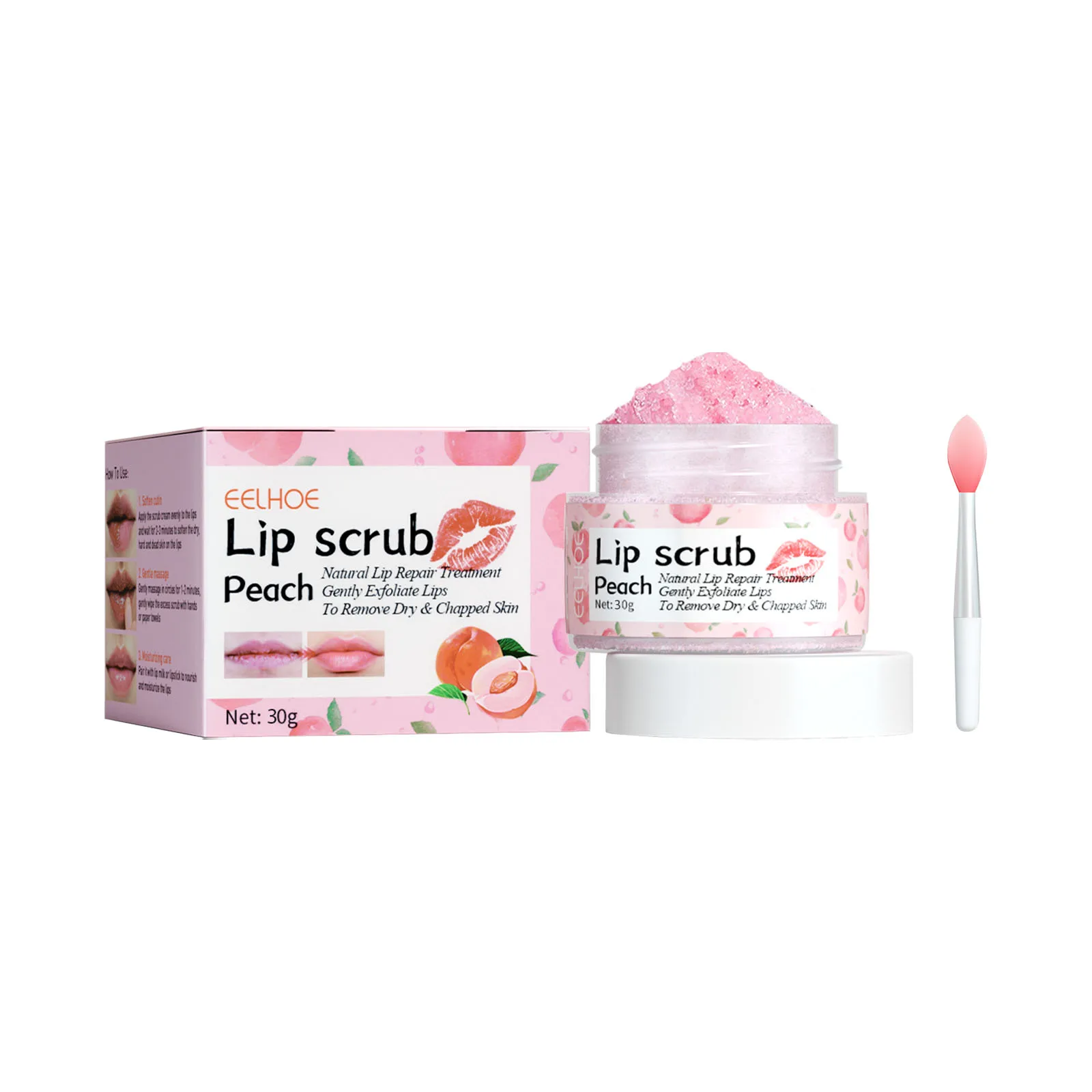 

EELHOE Peach Lip Scrub cream Lighten lip lines moisturizing exfoliating dead skin glowing lip and tender K1