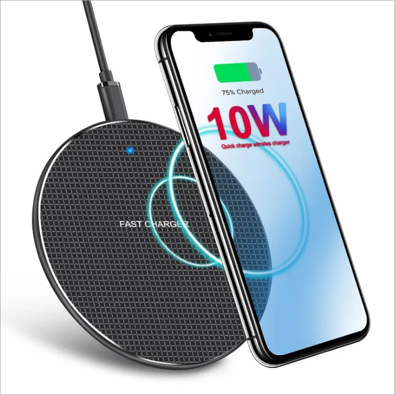 

Cheap New Product Metal Mobile Cell Phone Fast Universal 15W 10W Fast Portable Wireless Charger Pad, White black