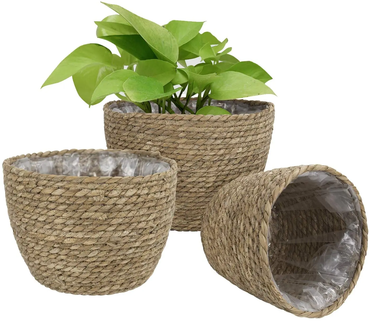 

Amazon hot selling Seagrass Planter Basket Indoor Outdoor Flower Pots stand water hyacinth Plant Containers, Natural