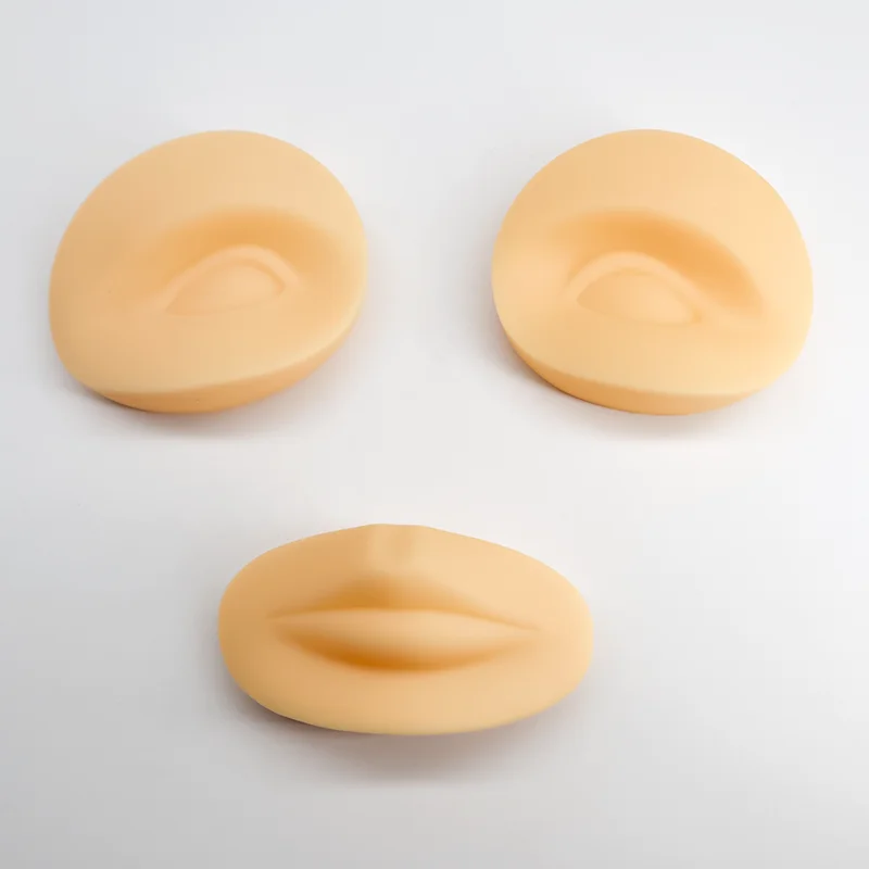 

2 Eyes with1 lip practice skin 3D Tattoo Practice Skin for learner use permanent makeup replacement practice skin silicone