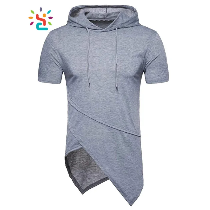 

Custom Personalized Mens Hoodies Short Sleeve Irregular Hem Bottom Summer Hoodie