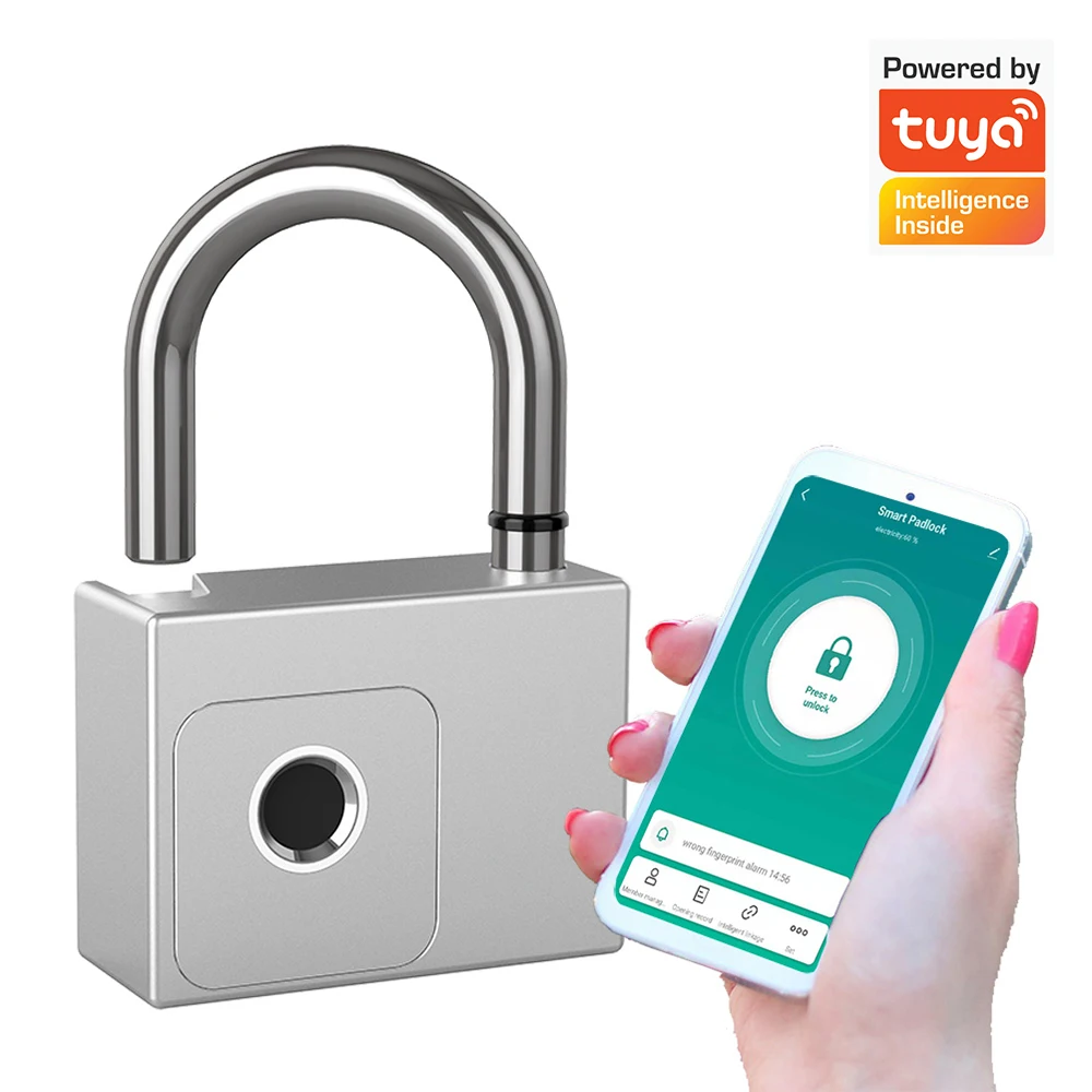 

Tuya BlE smart fingerprint padlock IP65 waterproof USB charging key unlock anti-theft bag cabinet door lock