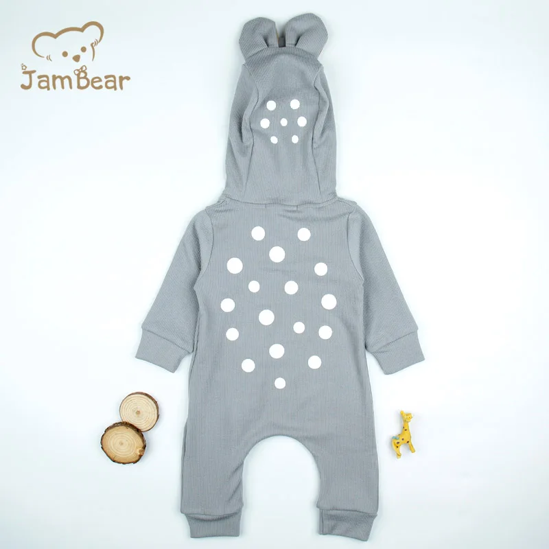 
JamBear 100% Organic cotton pink infants rompers newborn clothing baby romper Cartoon Sika deer modelling 