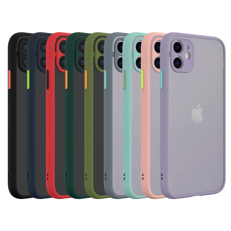 

Armor Shockproof TPU Translucent Matte phone case For iPhone 13 pro max 6 Plus 7 8 Plus X XS 11 Pro MAX XR Skin fell back cover