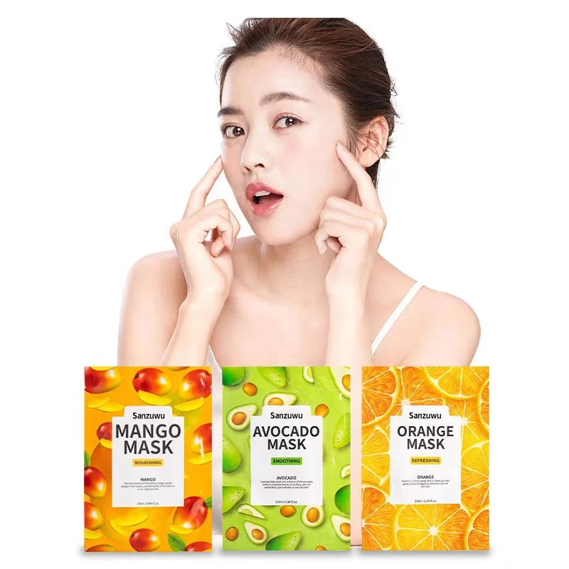 

Sanzuwu Mascara facial natrual organic vitamin c fruit facemask sheet mask organic clay mask, White