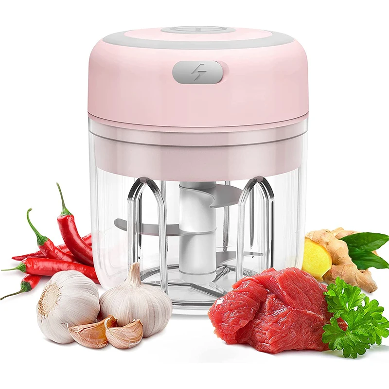 

250Ml Mini Meat Garlic Chili Grinder, The Kitchen Essential Tool Food Chopper/, White/pink/light green